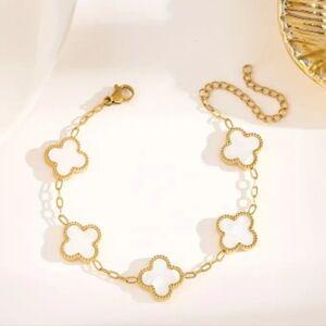 Elegant Titanium Steel Four-Leaf Clover Bracelet For Women